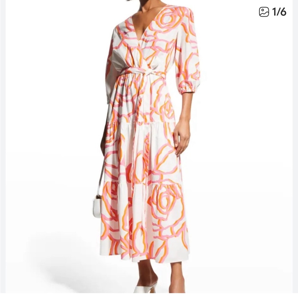 Finley White Maxi Dress with Orange and Pink Abstract Floral